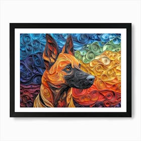 Belgian Malinois Paper Quilling Dog Portrait II Art Print