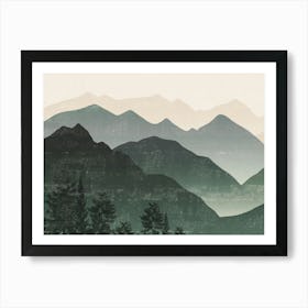 Forest Green Mountain, Pine Trees Art Print