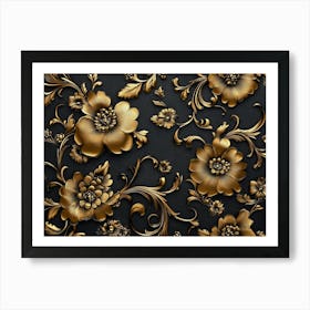 Golden Floral 1 Art Print