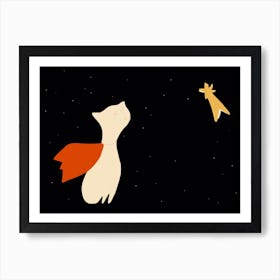 Super Cat Floats Through Space Kids Art Print Art Print