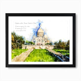 Sacré Cœur De Montmartre, Paris,  Watercolor Art Print