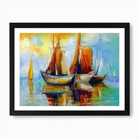 Schooners on a raid Art Print