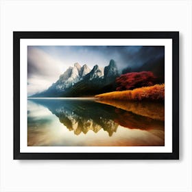 Reflection Of Mountains In Water Art Print