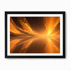 Abstract Background Of Golden, Flowing Lines Or Waves On A Dark Background Art Print