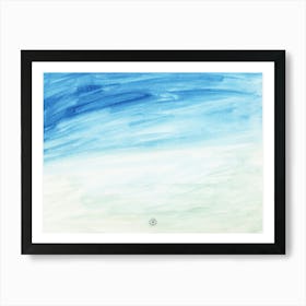 Pastorale - minimal abstract contemporary watercolor landscape blue green light living room Art Print