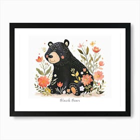 Little Floral Black Bear 2 Poster Art Print