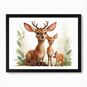 Deer Family Art Print