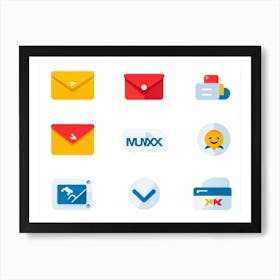 Business Communication Icons Flat Design Minimalistic For Web And Applications Include Envelope (3) Art Print