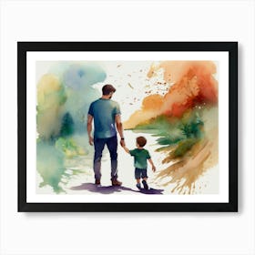 Father And Son Walking Father's Day Art Print