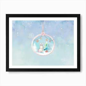 Christmas Bunny Ornament Art Print