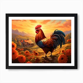 Sunrise Rooster 12 Art Print