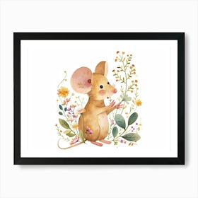 Little Floral Mouse 3 Art Print