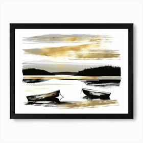 Two Boats At Sunset Art Print