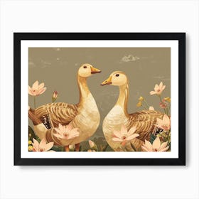 Floral Animal Illustration Goose 2 Art Print