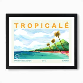 Hawaiian Palm Tree Beach Landscape Typography Art Print