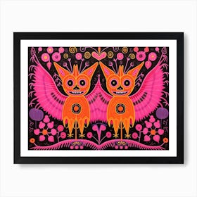 Vampire Bat Folk Style Animal Illustration Art Print