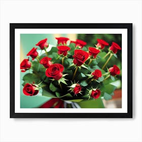 Bouquet Of Red Roses Art Print