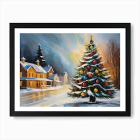 Christmas Tree In The Snow Art Print