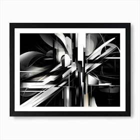 Technology Abstract Black And White 6 Art Print