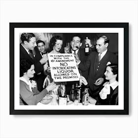 Group Of People Drinking Liquor, Prohibition, Vintage Black and White Old Photo Art Print