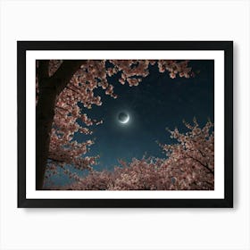 Eclipse Over Cherry Blossoms Art Print