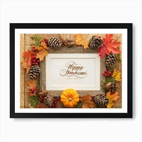 An Ornate Acorn Calligraphy Centerpiece With Woven Decorative Lettering Bearing The Words Happy Th (4) Art Print