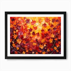 An Abstract Design Of Autumndisplaying A Group Of Maple Leaves With A Brilliant Interplay Of Leaf T Art Print