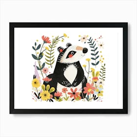 Little Floral Badger 4 Art Print