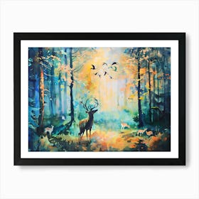 Deer In The Forest 2 Art Print