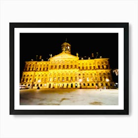 Rotterdam Royal Palace At Night Art Print