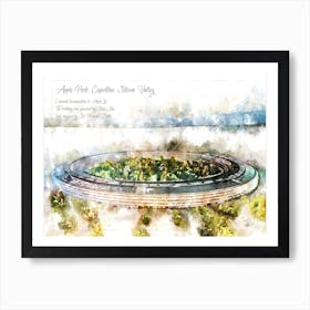 Apple Park, Watercolor Art Print