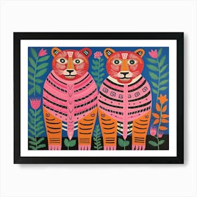 Bengal Tiger 1 Folk Style Animal Illustration Art Print