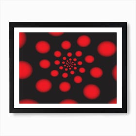 Red Spiral Dots Art Print