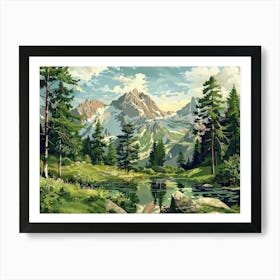 Retro Mountains 2 Art Print