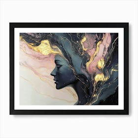 Gold And Black Abstract Painting Art Print