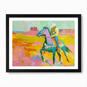 Neon Cowboy In Rocky Mountains 6 Painting Art Print