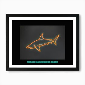 Orange Smooth Hammerhead Neon Shark 6 Poster Art Print