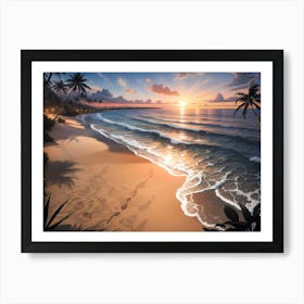 Sunset Beach Sunrise View Painting #3 Art Print