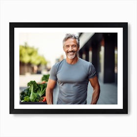 Healthy Man Standing In The City Art Print