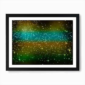 Gold, Teal, Green Shining Star Background Art Print