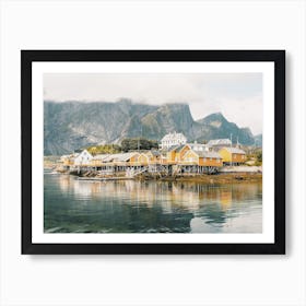 Yellow Buildings On Fjord Art Print