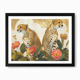 Floral Animal Illustration Cheetah 2 Art Print