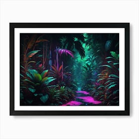 Futuristic neon cyberpunk jungle 7 Art Print