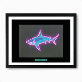 Neon Pastel Pink Blue Shark 6 Poster Art Print