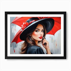 Elegant Woman With An Umbrella Art Print