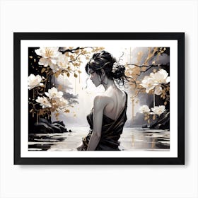 Asian Woman In Water 1 Art Print