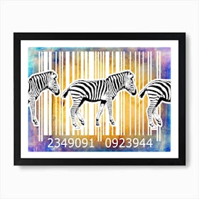 Funny Barcode Animals Art Illustration In Painting Style 032 Art Print