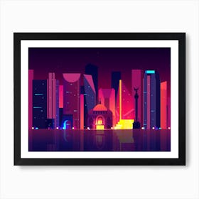 Synthwave Neon City - Mexico [synthwave/vaporwave/cyberpunk] — aesthetic poster, retrowave poster, neon poster Art Print