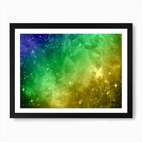 Green Yellow Galaxy Space Background Art Print
