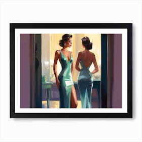 Two Women In Evening Gowns Art Print